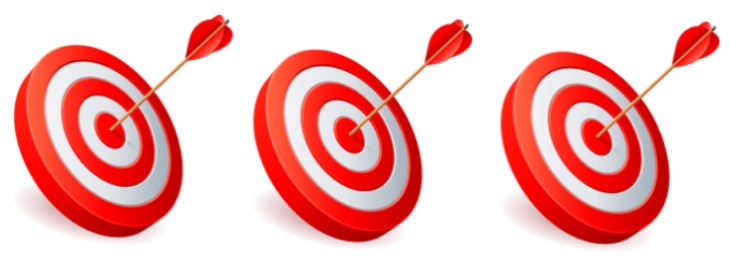 inspirational story three targets with arrows in the bullseye