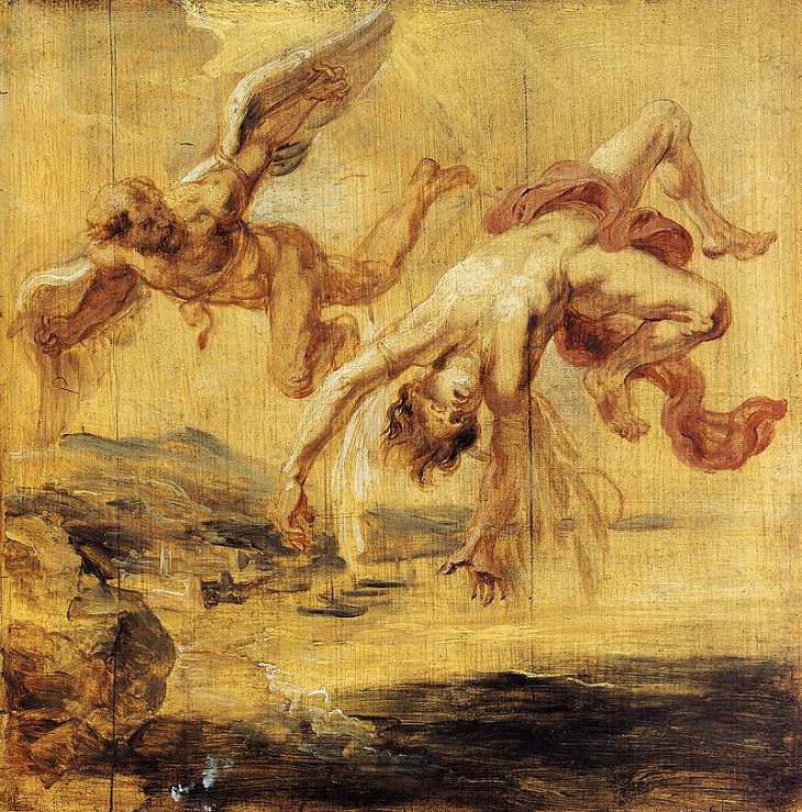 The Fall of Icarus, Daedalus, Greek Mythology, Roman, Trojan War, Art, Oil Painting, Stories 