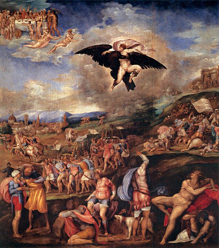 The Battle of Montemurlo and the Rape of Ganymede, Zeus, Greek Mythology, Roman, Trojan War, Art, Oil Painting, Stories 