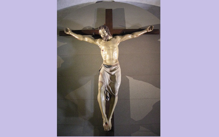 Beautiful masterpieces, sculptures, statues and works of art made by Renaissance sculptor Donatello,The Santa Croce Crucifix, now in the Cappella Bardi di Vernio, Florence, Italy