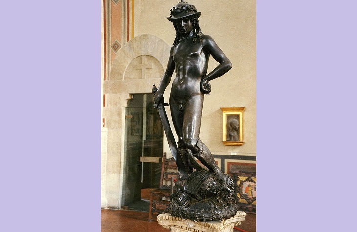 Beautiful masterpieces, sculptures, statues and works of art made by Renaissance sculptor Donatello,David, now housed in the Museo Nazionale del Bargello in Florence