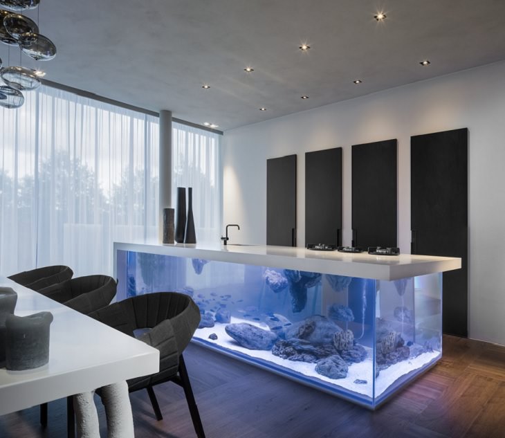 Creative and Unusual Aquariums with an interesting design, kitchen island aquarium