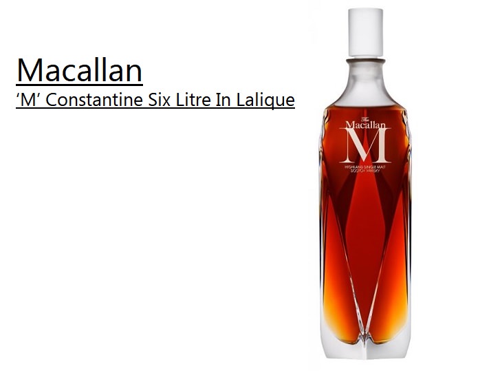 Most expensive spirits, liquors and alcohols sold across the world, The Macallan ‘M’ Constantine Six Litre In Lalique, $628,000