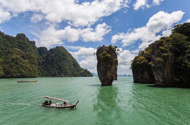The sights, destinations and fun activities of cultural hub and land of beaches, Krabi in Thailand, Ko Tapu (Or Tapu Island) in the Ao Phang Nga National Park, where the James Bond movie, “The Man With the Golden Gun” was filmed