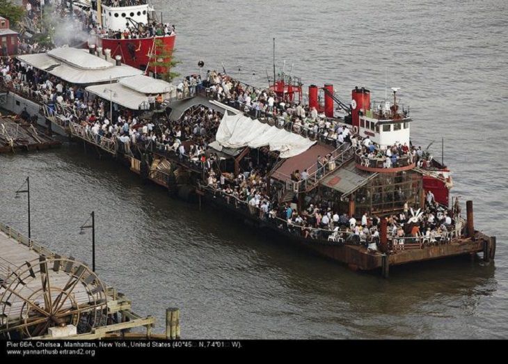 Aerial photos of New York City in “New York City From the Air” series by Yann Arthus-Bertrand, Pier 66A, Chelsea, Manhattan