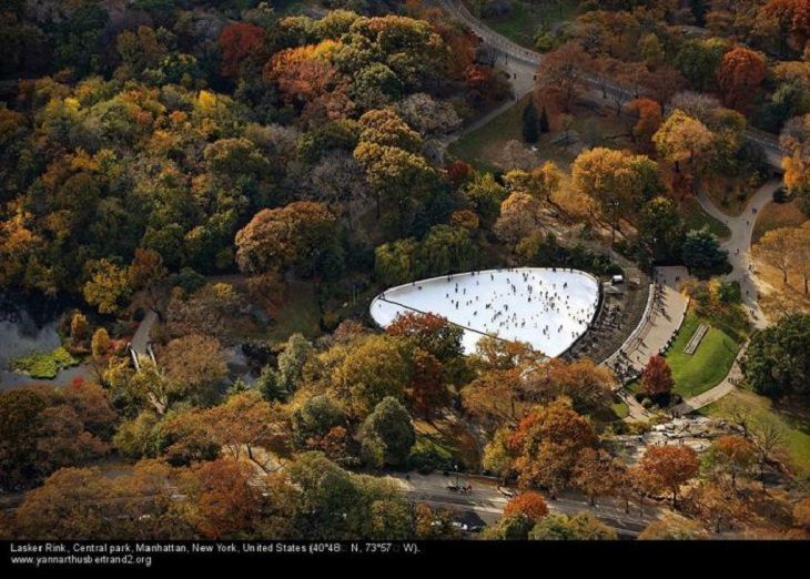 Aerial photos of New York City in “New York City From the Air” series by Yann Arthus-Bertrand, Lasker Rink, Central Park, Manhattan