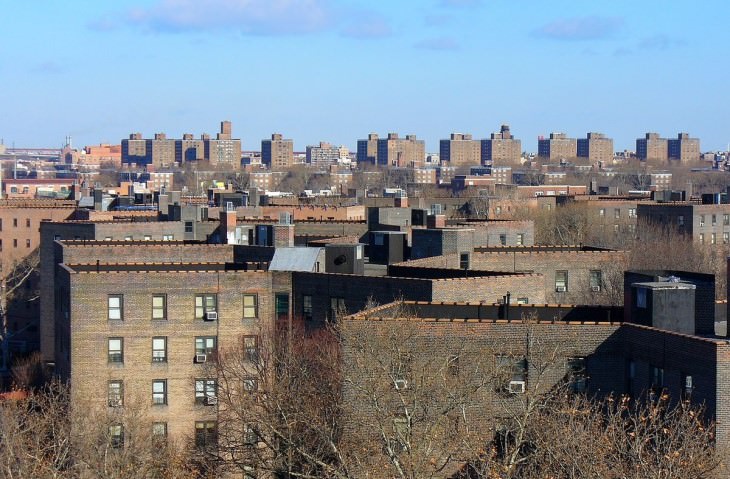 Aerial photos of New York City in “New York City From the Air” series by Yann Arthus-Bertrand, Queensbridge Houses (QB), Queens