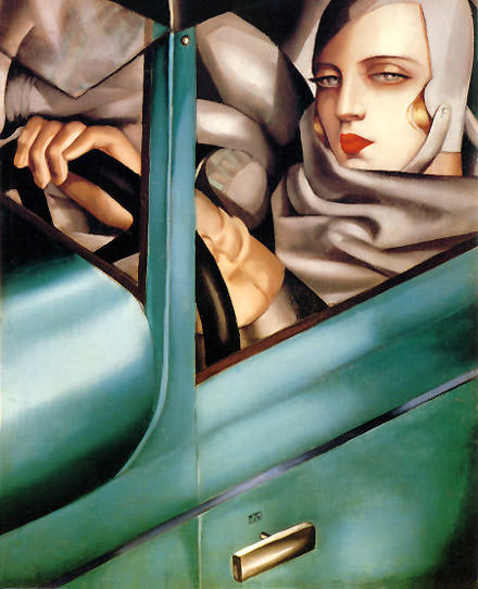  Artist profile of Tamara de Lempicka,  oil on canvas, autoportrait, 1929