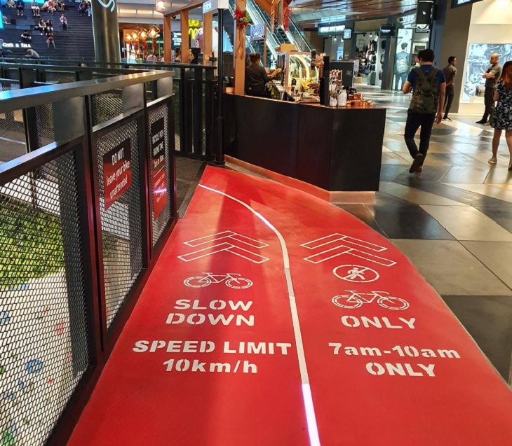 Innovative and unique creative designs and concepts from around the world, This rush-hour bike lane is located in a shopping mall