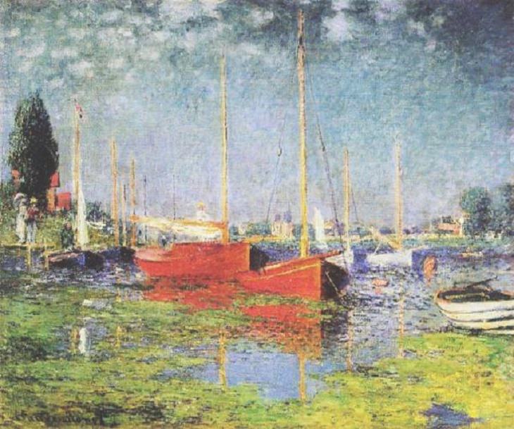 Marine art and paintings inspired by the sea, ships and sailing by famous artists, Red Boats at Argenteuil