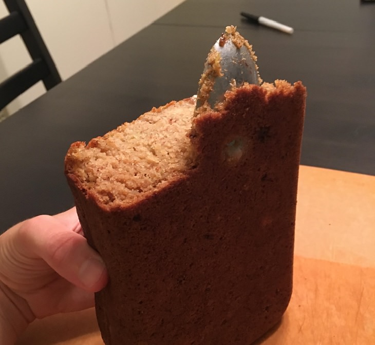 Hilarious cooking and baking fails, Spoon sticking out of a baked loaf