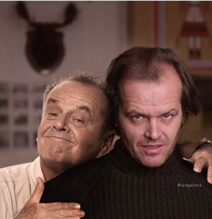 Celebrities Side by Side With Their Younger Selves, Jack Nicholson