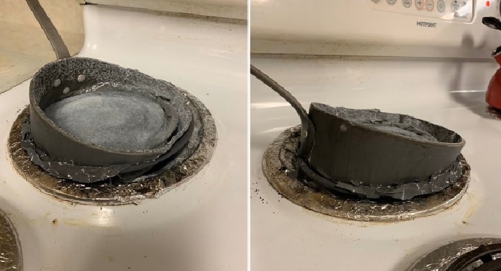 Hilarious cooking and baking fails, Pot on stove melted
