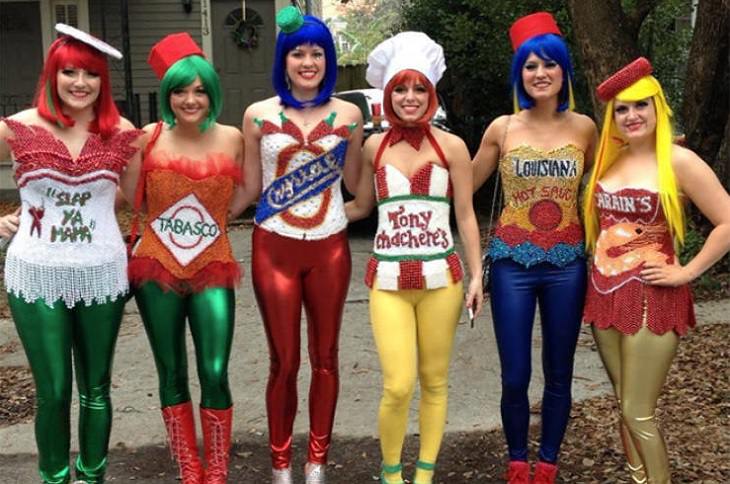 Hilarious and clever Halloween costumes based on puns and word play, Girls dressed as various spices