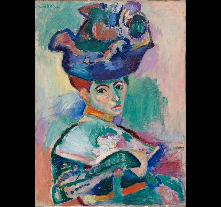 Beautiful and famous paintings by 19th and 20th century artist Henri Matisse, Woman with a Hat, 1905