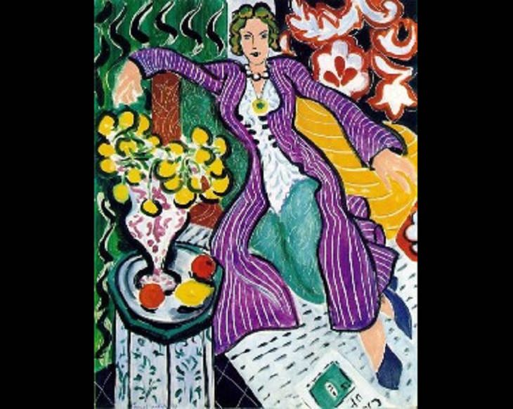 Beautiful and famous paintings by 19th and 20th century artist Henri Matisse, Woman In A Purple Coat, 1937