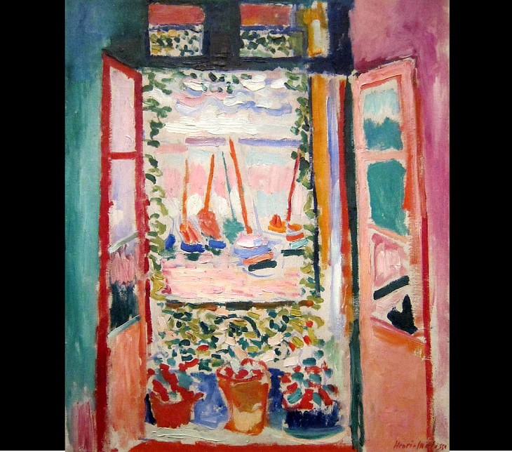 Beautiful and famous paintings by 19th and 20th century artist Henri Matisse, The Open Window, 1905