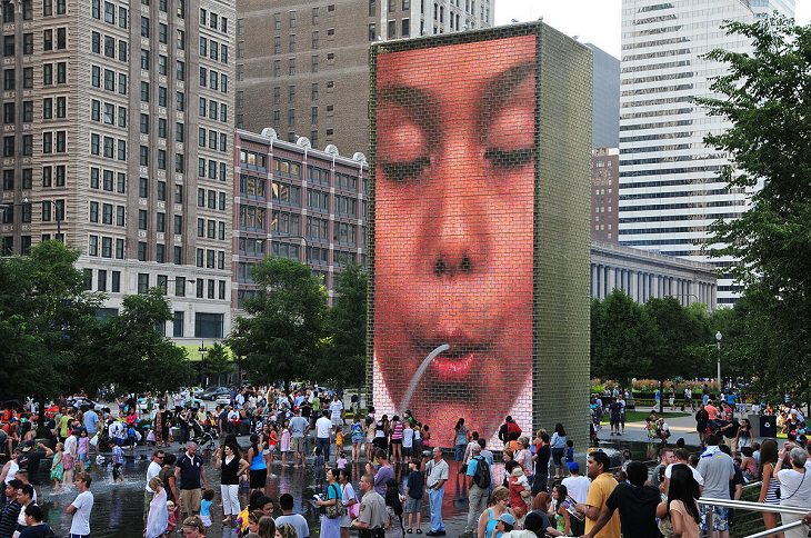 Beautiful and famous fountains found all around the world, Crown Fountain, Chicago, USA