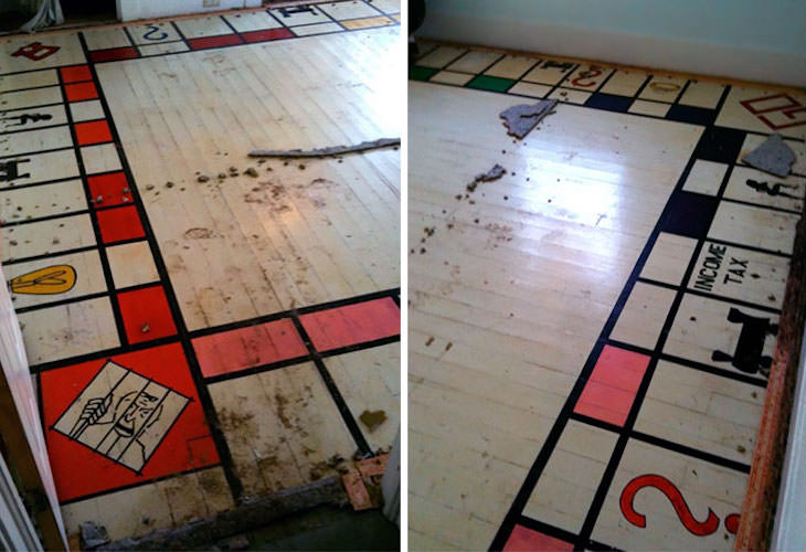 Shocking Items Unearthed During Home Renovations, monopoly floor