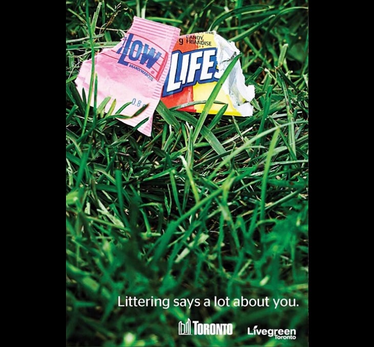 Ingenious and creatively designed advertisements (ads), Toronto, Littering