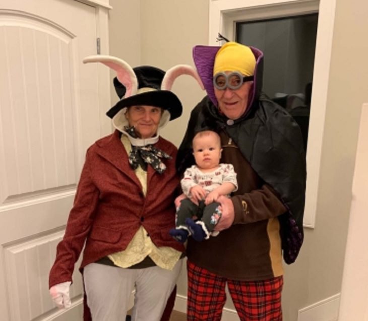 Incredible things done by seniors, Grandparents dressed as the Mad Hatter from Alice in Wonderland and a Minion from Despicable Me for Halloween