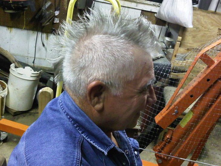 Incredible things done by seniors, Old man with white hair in a mohawk