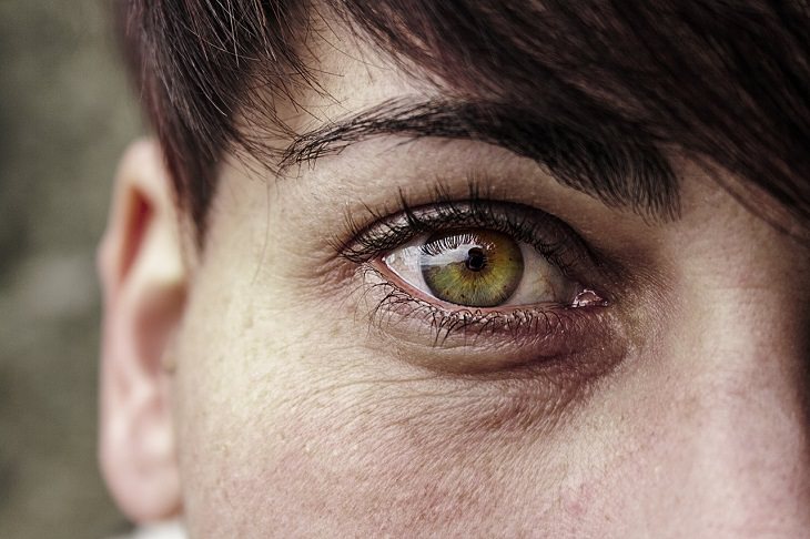 Household uses for old and used teabags, Close up of woman’s eye