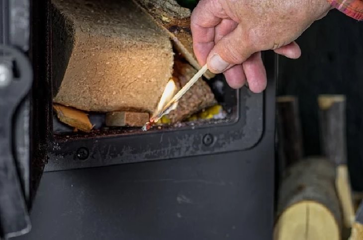 Household uses for old and used teabags, Hand lighting fireplace with a matchstick