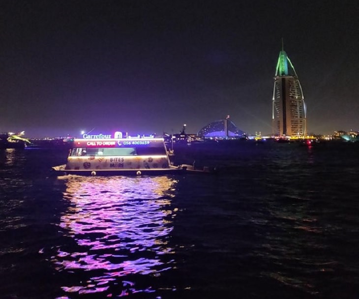 Smart, beautiful, innovative, and unique designs found in cities around the world, A floating grocery store decorated for New Year’s Eve in Dubai