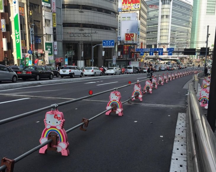 Smart, beautiful, innovative, and unique designs found in cities around the world, Happy Hello Kitty construction barriers in Japan