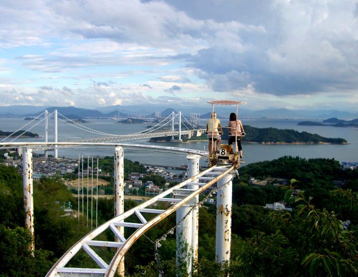 Smart, beautiful, innovative, and unique designs found in cities around the world, The Skycycle in Japan, a pedal-powered roller coaster