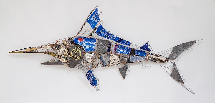 Beautiful animal sculptures made out of recycled scrap metal by Barbara Franc, Hemingways marlin