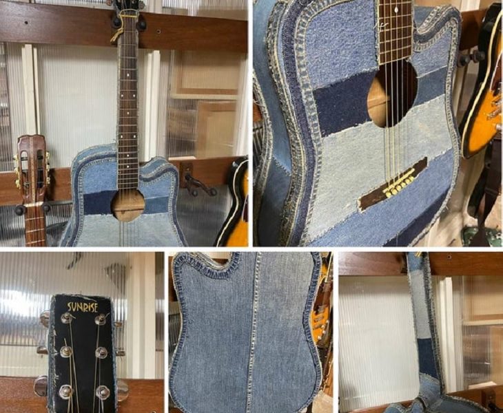 Hilarious bad DIY projects that failed, Guitar lined with denim