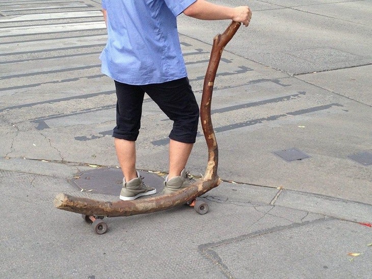 Hilarious bad DIY projects that failed, Wooden scooter made from sticks