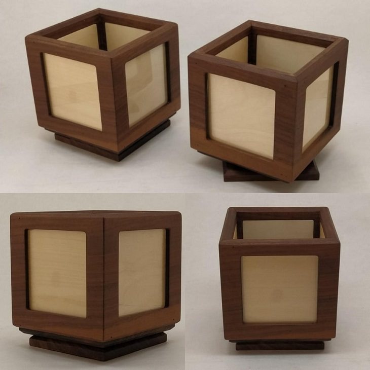 Wood masterpieces made by amateurs and experts, Rotating desktop photo cubes made from different types of wood