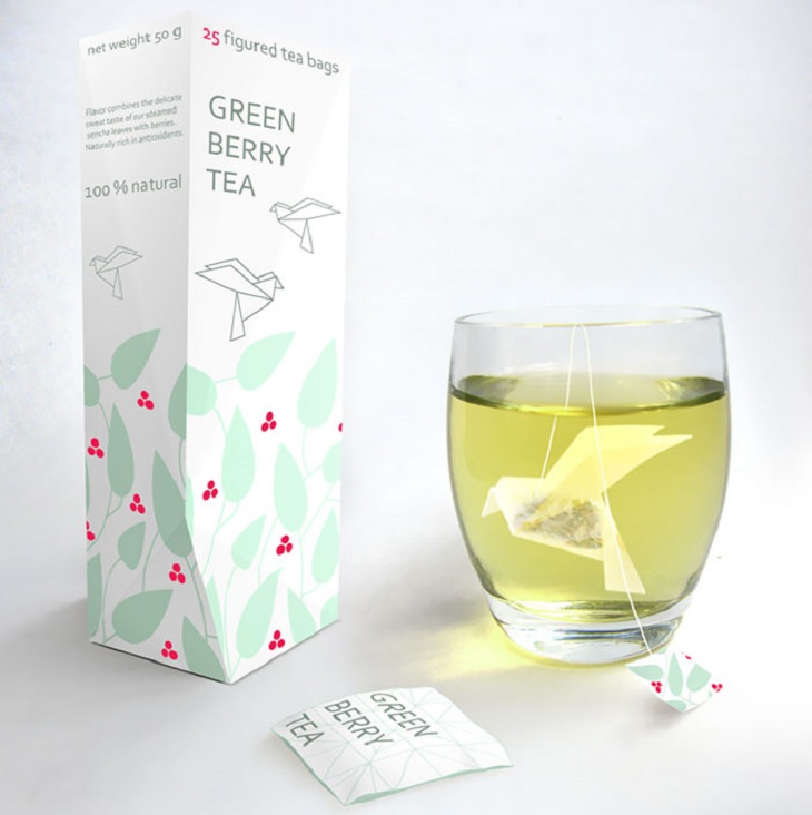 Products with unique and creative packaging, Bird-shaped Green Berry tea