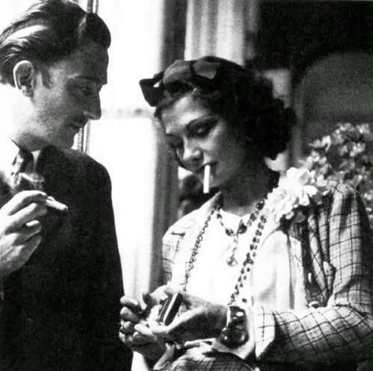 Historical photographs, Artist Salvador Dali sharing a smoke with fashion designer Coco Chanel