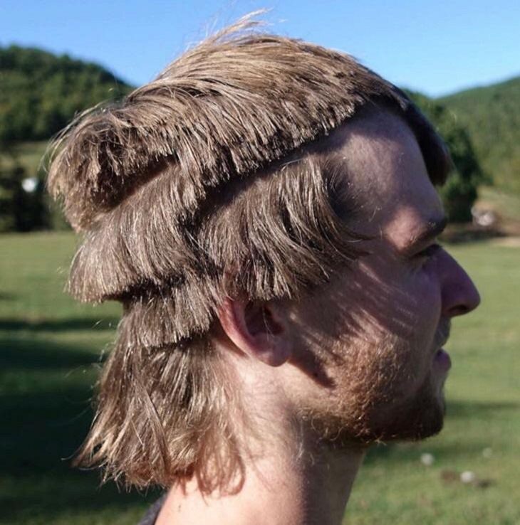 Terrible and bad haircuts that are funny, Badly cut uneven layers in man’s hair