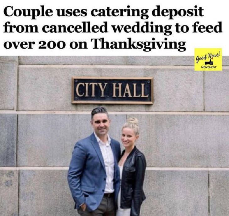Feel Good Photographs that show sweet stories and acts of kindness, Couple donating their wedding catering to feed 200 people
