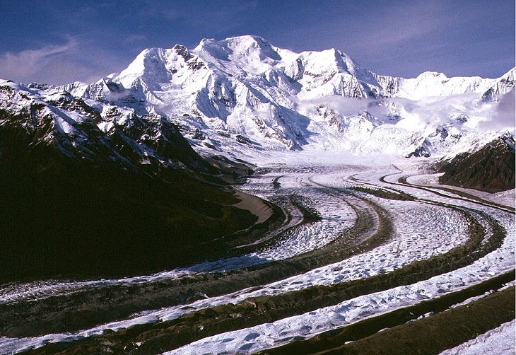 Different types of beautiful glaciers found all across Alaska, U.S.A, Kennicott Glacier, a glacier found in Wrangell-St. Elias National Park in the town of McCarthy