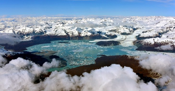 Alsek Glacier, a long glacier found in Glacier Bay National Park of the Panhandle of Alaska