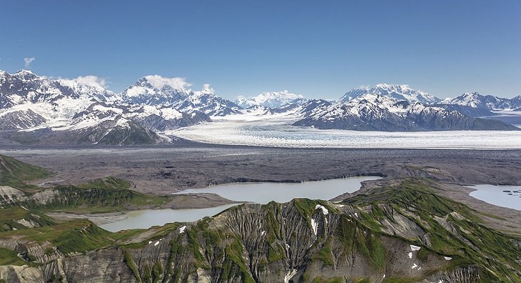 Different types of beautiful glaciers found all across Alaska, U.S.A, Agassiz Glacier, a valley glacier found in the Saint Elias Mountains of southern Alaska