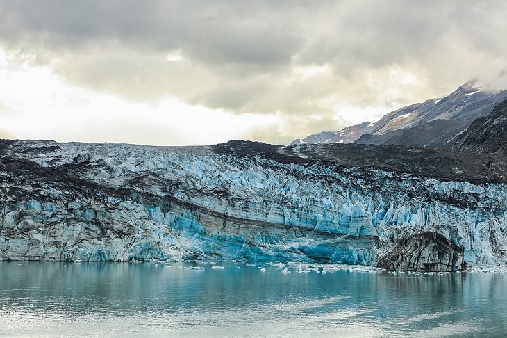 Different types of beautiful glaciers found all across Alaska, U.S.A, Lamplugh Glacier, a glacier located in Glacier Bay National Park and Preserve of Alaska