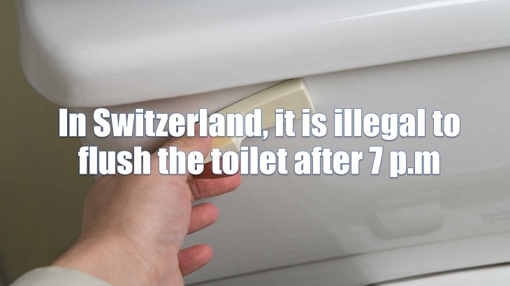 Weird and strange laws from countries and states all across the planet, In Switzerland, it is illegal to flush the toilet after 7 p.m