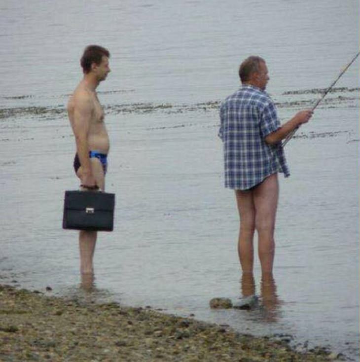 Strange, odd and weird things only found in Russia, half naked men fishing