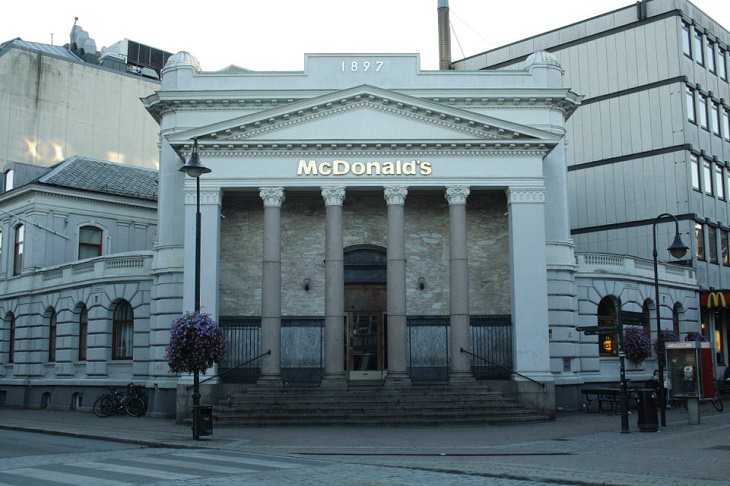 Different unique and innovative McDonald's restaurants across the world, old bank in Kristiansand, Norway converted into a McDonald’s