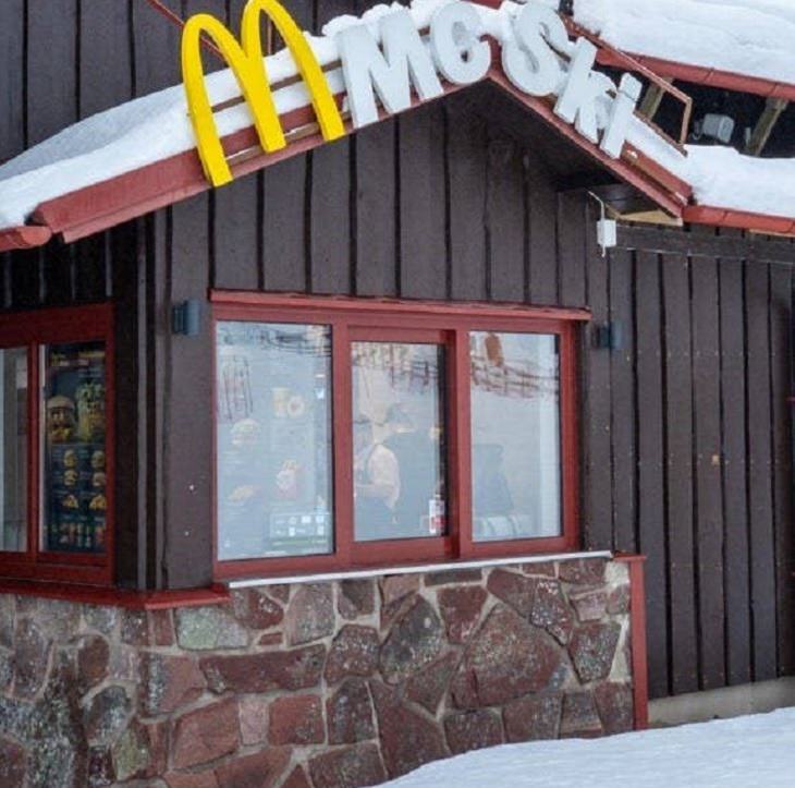 Different unique and innovative McDonald's restaurants across the world, This McSki at a Resort in Sweden
