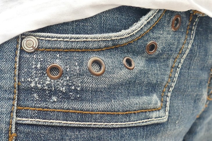 Metal Rivets In Denim Jeans