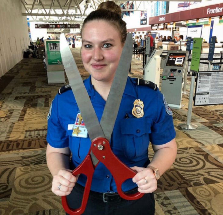 Crazy, odd, weird and strange items confiscated by Customs and TSA agents at airports during security checks, giant ribbon cutting scissors