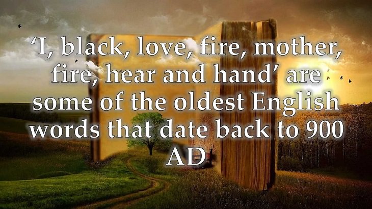 Interesting and fascinating facts about the history and development of the English Language, ‘I, love, black, mother, fire, hand and hear’ are some of the oldest English words that date back to 900 AD